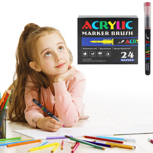 24 Acrylfarbmarker mit weichen Pinselspitzen 1