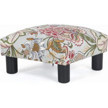 Small Foot Rest Stool Ottoman, 15" Fabric Square Footstool Upholstered Footrest for Chair, Under Desk, Office, Living Room, Boho Floral