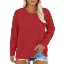 Oversized-Komfort-T-Shirt für Damen, lockere Passform, lange Ärmel, Rundhalsausschnitt, weicher Stoff, Basic-Top für jeden Tag mit Bündchen am