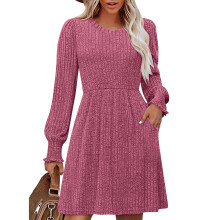 Ribbestrikket Bodycon-kjole Rosa XL