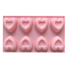 Moule en silicone antiadhésif en forme de cœur, 8 cavités