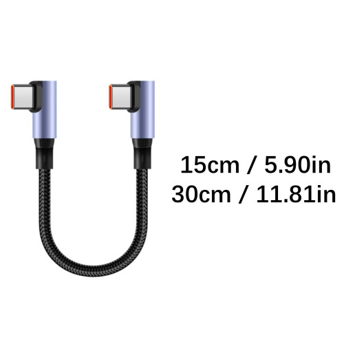 Καλώδιο φόρτισης USB-C, λυγισμένο βύσμα 90, 6A, δεδομένα γρήγορης φόρτισης 2