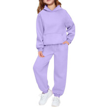 Completo da jogging da ragazza con maniche lunghe e cappuccio, morbido e comodo, 2 pezzi