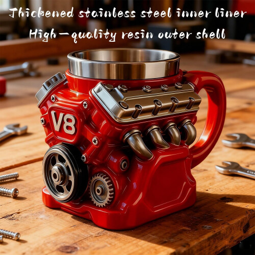 Κούπα καφέ V8Engine διπλού τοιχώματος από ανοξείδωτο ατσάλι 12oz 1