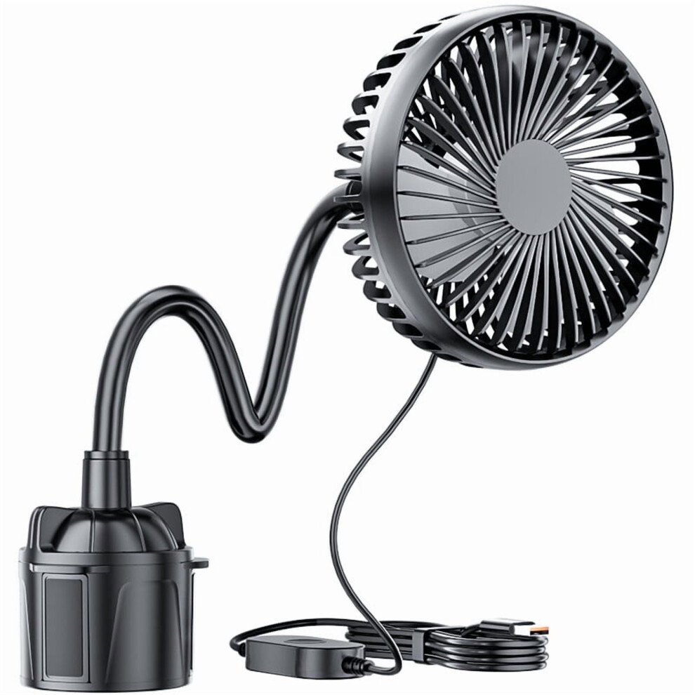 Golf Cart Fan Portable Universal Cup Holder Adjustable Gooseneck, 360 Degree Rotation, 3-Speed Settings,Usb Powered 9085618289505