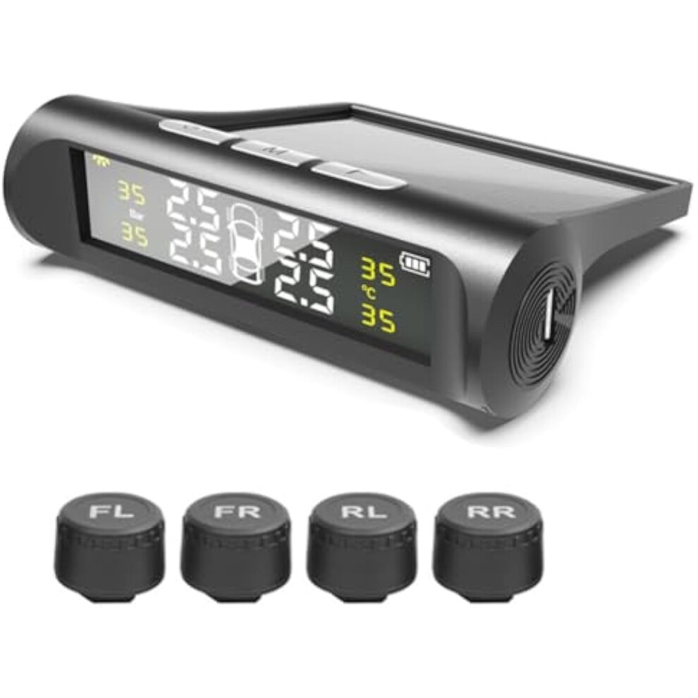 Solar-Powered Rv/Trailer Tpms With 4 Sensors & Lcd Display, Usb Charging, Compatible With Camping Trailers 9085618289352