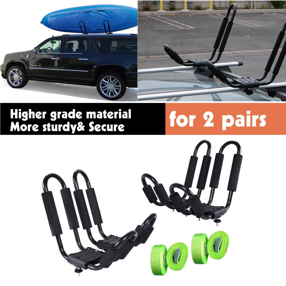 2 Pairs Canoe Boat Kayak Roof Rack Car Suv Truck Top Mount Carrier J Cross Bar Orange 9085618289741