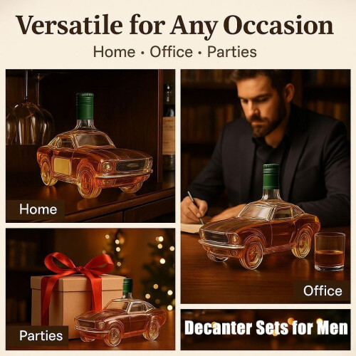 Whiskey Decanter Set with Car-Shaped Glasses 6-Piece 2