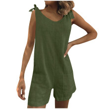 Salopetă fără mâneci pentru femei, verde militar, cu buzunare, ușoară și confortabilă, dintr-o singură bucată, casual – 2XL, compatibilă