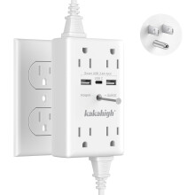 8-Way Wall Outlet Extender with Screw, 1680J Surge Protection, USB Ports, LED Indicator, 1875W – Compatible with US Outlets