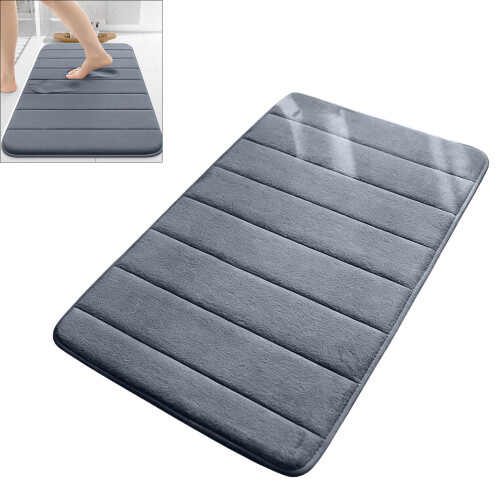 Pack Of 2 Memory Foam Bathroom Mats Soft-Light Grey 50 80cm 2