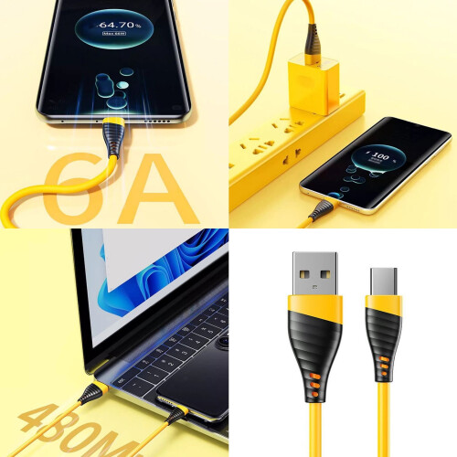 Καλώδιο USB τύπου C 120W για γρήγορη φόρτιση και μεταφορά δεδομένων Συμβατό με 1