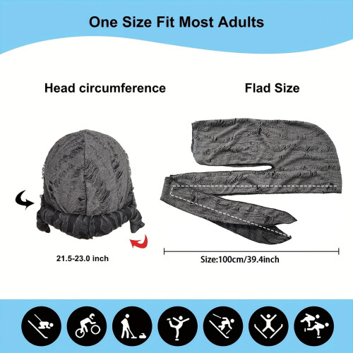 Durag masculino de seda – Cauda longa ajustável, pacote com 3 unidades 2