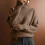 Pull en maille pour femme, manches longues, col rond oversize 4