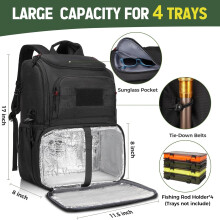 Fishing Backpack with Cooler, Water Resistant Tackle Box Storage for Men, Large Fish Organizer with Rod Holders