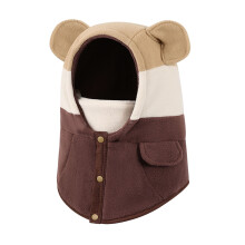 AWZXDE Winter Hats For Kids With Scarf And Face Integrated Warm Knitted For Boys Girls Windproof Thickened Ear Brown
