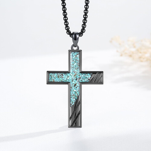 Collier pendentif croix sculptée, bijou chrétien 1