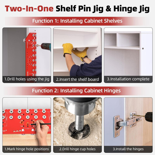 MultiPurpose Cabinet Hardware Shelf Pin Jig and Hinge Jig Device 1
