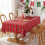 Red and Green Plaid Polyester Tablecloth 5