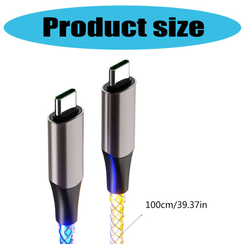 Καλώδιο φόρτισης USB C σε Type C 60W με φωτισμό LED με διαβαθμίσεις και κέλυφος 2