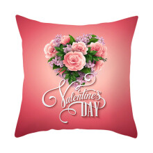 Fundas de almohada para el Día de San Valentín con diseño de corazón rojo y flor.