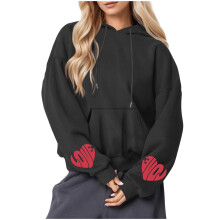 Casual, losvallende hoodie met kerstprint voor dames, ronde hals, lange mouwen, feestelijk design, perfect voor feestjes en de winter.