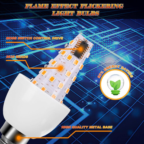 Λαμπτήρες E12LED με τρεμόπαιγμα φλόγας, 3 λειτουργίες, εφέ φωτιάς κεριού πολυελαίου, 2