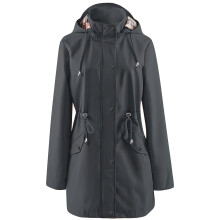 Veste coupe-vent légère et ample à capuche pour femme, couleur unie, avec ceinture. Veste en cuir à capuche à manches longues, élégante et