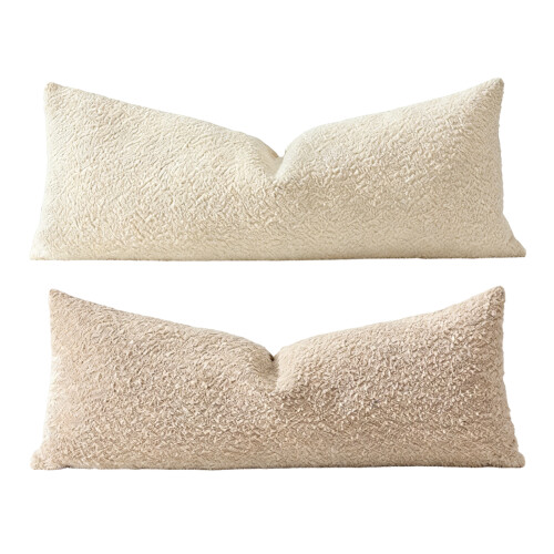 Loop Texture Lumbar Pillow Cover Smooth Feel Selections-white 1