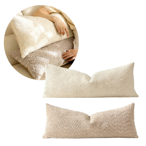 Loop Texture Lumbar Pillow Cover Smooth Feel Selections-white 2