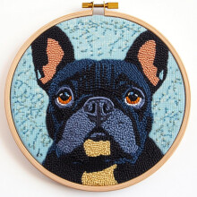 DIY Punch Needle Kits Black French Bulldog Easy for Beginners Punch Needle Embroidery Set with Hoop Stamped Pattern for Craft lovers and Home Decor-8