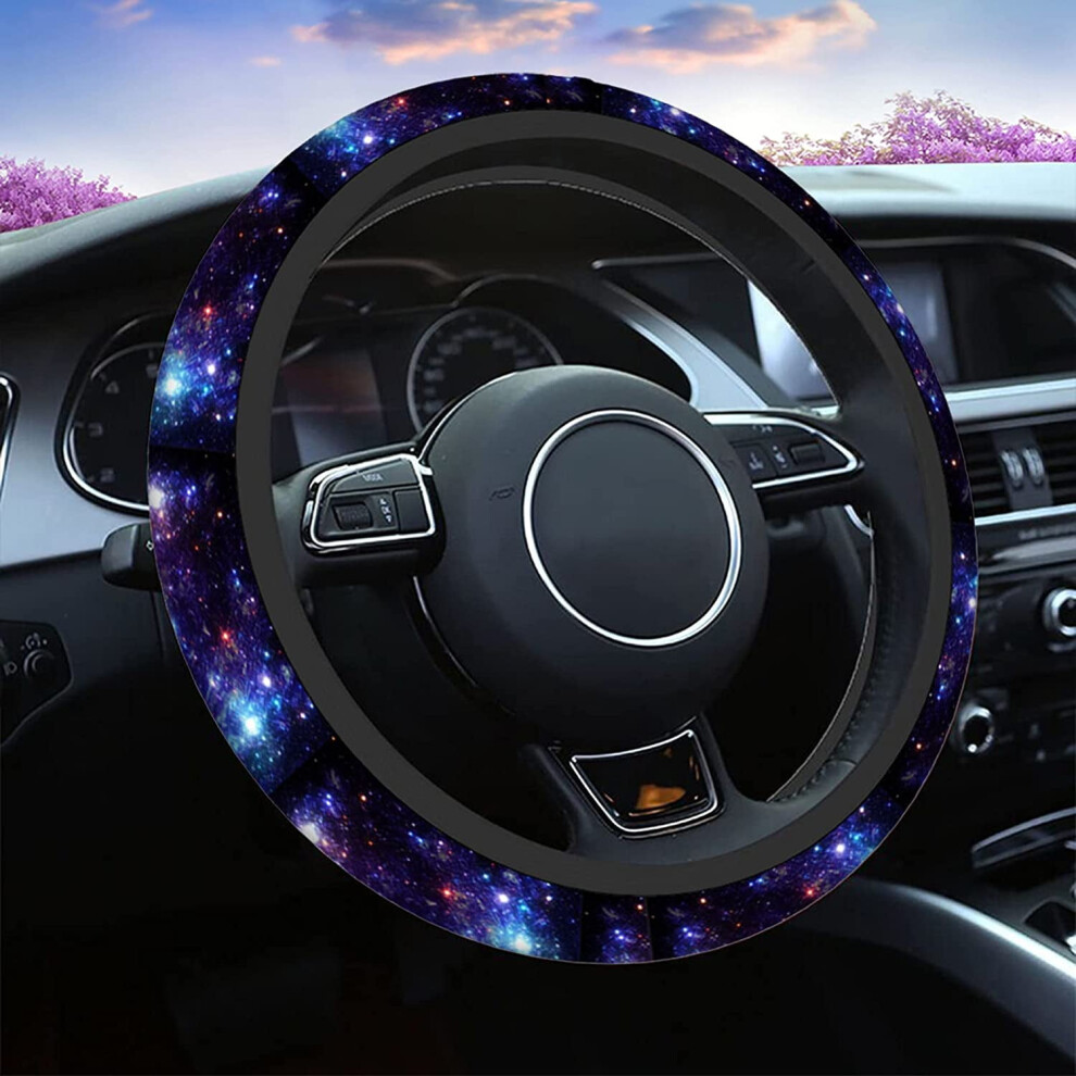 Galaxy Steering Wheel Cover, Abstract Space & Star Design, Universal 15", Anti-Skid, Compatible With Most Cars Purple 9085618289666