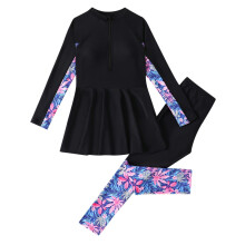 Girls' sun-safe tankini set black 15-16