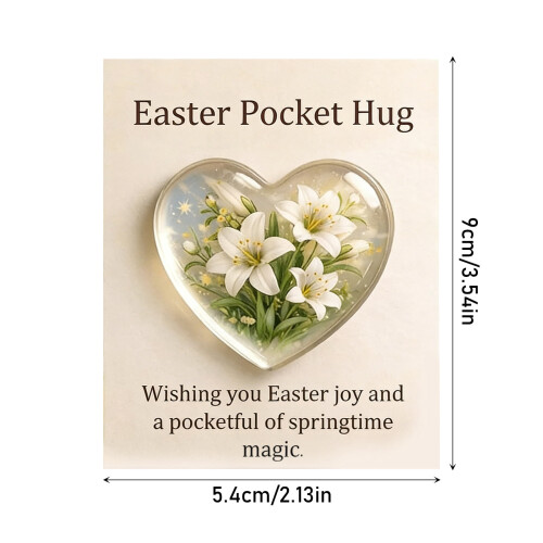 Easter Pocket Hug Heart Gift with Bunny, Eggs & Lilies 1