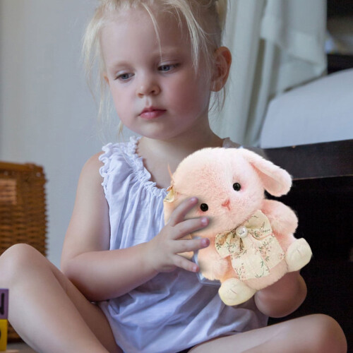 Lapin fleuri en peluche, doux et câlin, 30 cm 2