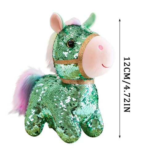 Boneca de pelúcia pônei com glitter, 12 cm, macia e aveludada. 1