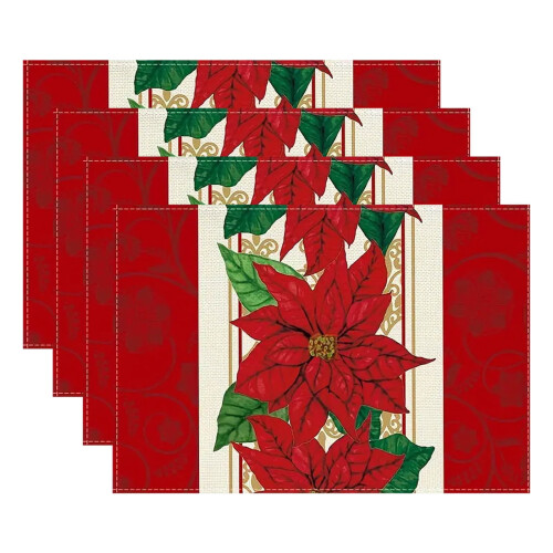 Kerstplacemats rood 45x30cm 4 stuks Waterdicht Wasbaar 2