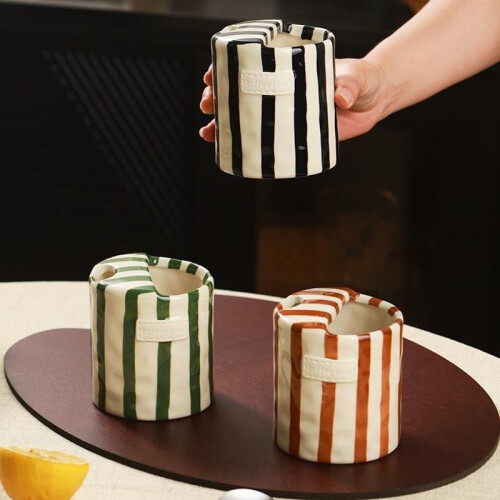 Keramisk krus Retro stripete håndmalt 12oz 1