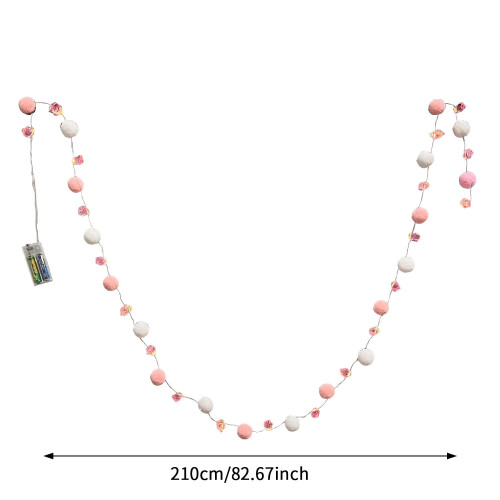 Pink Felt Ball Garland String Lights 6.9 FT 1