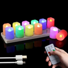 Velas LED recargables sin llama RGB (12 unidades)