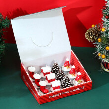 Lot de 12 bougies de Noël : motifs bonhomme de neige, Père Noël et sapin pour les fêtes de fin d’année, les mariages, la décoration de la
