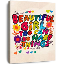 Toile inspirante « Tu peux surmonter les difficultés » pour adolescentes et jeunes filles – Décoration pour chambre, chambre d’enfant,