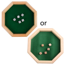 Octagonal Tray Portable Wooden Rolling Tray with Felt Lined for Tabletop Roleplaying Games Quiets