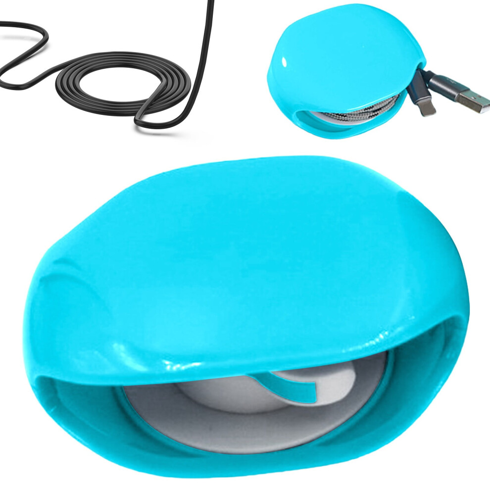 Automatic Cord Reel Â Retractable Travel Organizer For Usb-C, Headset & Charging Cables, Tangle-Free, Blue, Compatible With Usb-C Cables 9399596055145