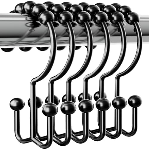 Duschvorhanghaken, rostfreies Metall, doppelseitig, 12er-Pack
