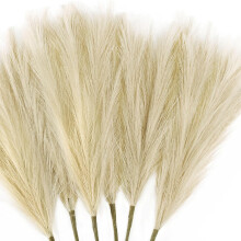 6 PCS Faux Pampas Grass Arrangement - 18"/45cm Artificial Fluffy Pompous Grass Stems for Chic Home and Wedding Decor (Beige)