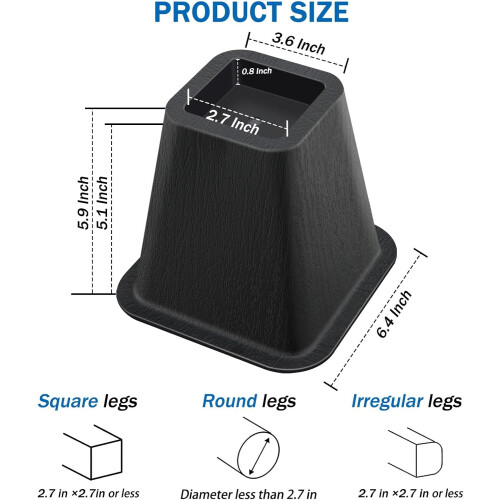 Elevadores de cama reforçados de 15 cm (6 polegadas), elevadores de móveis para mesa, cadeira, escrivaninha ou sofá, elevadores de sofá, suportam