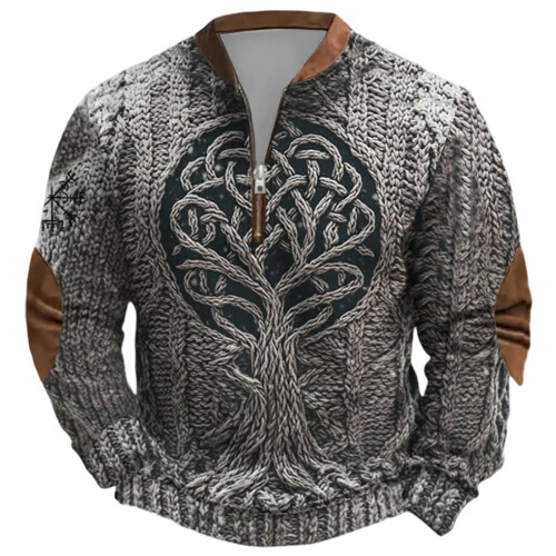 Age Norse Mythology Midweight Pullover Sweater For With Half Zip Neck Design 1