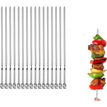 Set flacher, wiederverwendbarer Metallgrillspieße (14 Zoll, 16er-Packung)