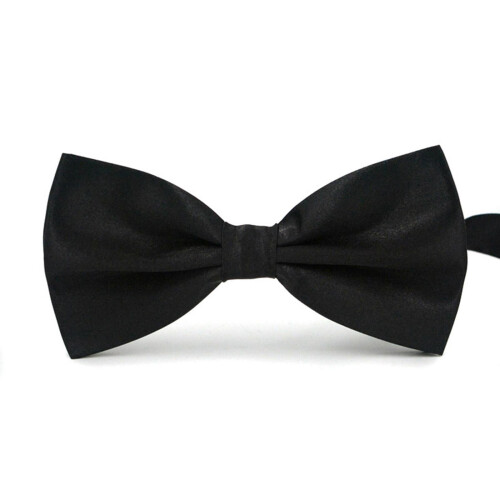 Men's Solid Bow Tie, Double-Layer Polyester, Adjustable, Compatible with Formal Events, Weddings & Parties